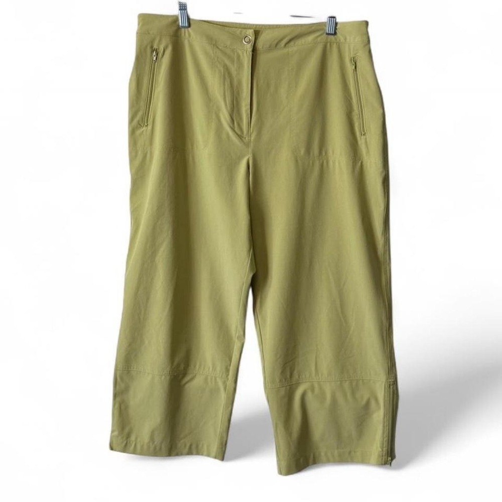 Vintage Zenergy by Chico's Lime Green Wide Leg Cropped Pants,‎ Chico's Size 3 - Picture 2 of 11